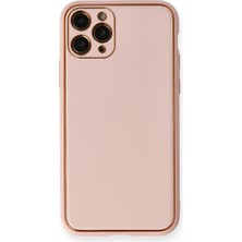 Tiklad iPhone 11 Pro Max Kılıf Coco Deri Silikon Kapak - Pembe TİKLAD-6345
