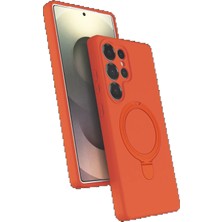 Tiklad Samsung Galaxy S24 Ultra Regal Magsafe Standlı Kapak - Turuncu TİKLAD-6345