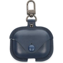 Tiklad Airpods Pro 2 (2.nesil) Çanta Deri Kılıf - Lacivert TİKLAD-6345