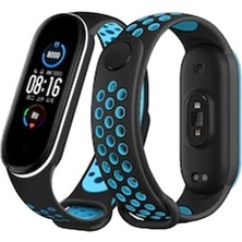 Tiklad Xiaomi Mi Band 4 Spor Delikli Kordon - Siyah-Turkuaz TİKLAD-6345