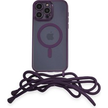 Tiklad iPhone 13 Pro Max Kılıf Divo Lazer Askılı Magsafe Kapak - Derin Mor TİKLAD-6345
