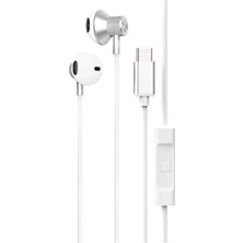 Tiklad LS-730 1.2m iPhone 15 Serisi ile Uyumlu Type-C Kablolu Kulaklık - Gümüş TİKLAD-6345