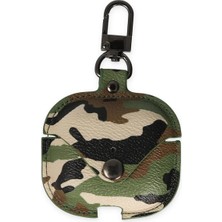 Tiklad Airpods Pro 2 (2.nesil) Çanta Kamuflaj Deri Kılıf - Yeşil TİKLAD-6345