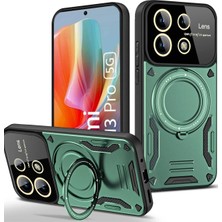 Tiklad Xiaomi Redmi Note 13 Pro 4g Kılıf Joy Lens Standlı Kapak - Koyu Yeşil TİKLAD-6345