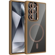 Tiklad Samsung Galaxy S24 Ultra Remim Lensli Magsafe Standlı Kapak - Kahverengi TİKLAD-6345