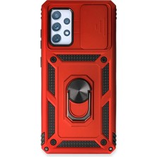 Tiklad Samsung Galaxy A53 5g Kılıf Pars Lens Yüzüklü Silikon - Kırmızı TİKLAD-6345