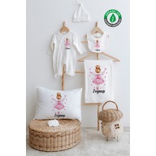 Lilabio %100 Organik Isme Özel Isimli 6lı Hastane Çıkışı Tulum Set Pembe Peri