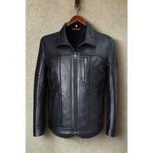 Derije Mateo Hakiki Deri Erkek Siyah Ceket