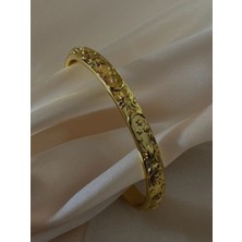 MonCherietr Celestial Pirinç Üzeri Altın Kaplama Kabartmalı Kelepçe Bileklik