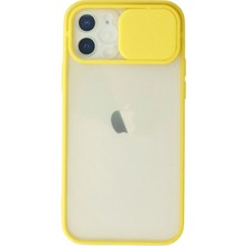 Tiklad iPhone 12 Kılıf Palm Buzlu Kamera Sürgülü Silikon - Sarı TİKLAD-6345