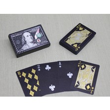 Tiklad Gümüş Dolar Tasarımlı Siyah Iskambil Oyun Kartı TİKLAD-6487I