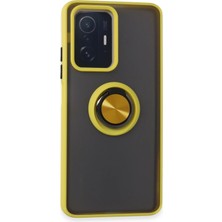 Tiklad Xiaomi Mi 11T Pro Kılıf Montreal Yüzüklü Silikon Kapak - Sarı TİKLAD-6345