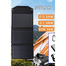 Tiklad Sh-03 30W Hızlı Şarj Taşınabilir Güneş Enerji Paneli Şarj Istasyonu - Siyah TİKLAD-6345