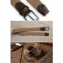 Atlas Deri Vizon Kahve - Hakiki Deri Erkek Örgü Esnek Kemer – 3,5cm