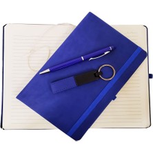 Tiklad Mavi Deri Defter, Anahtarlık ve Tükenmez Kalem Seti TİKLAD-6487I