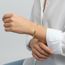 PIEDORA GOLD 14 Ayar Altın Çok Sıralı Hasır Zincir Kadın Bileklik