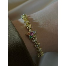 MonCherietr Lumistar Pirinç Üzeri Altın Kaplama Yıldızlı Bileklik