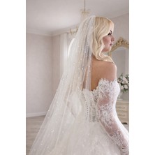 Yoğun Büyük-Küçük Inci Karışık Uzun Duvak (2.50M)