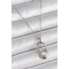 Shopwave 316L Çelik Gümüş Renk Zincir Beyaz Kedi Göz Model Kadın Kolye - TJ-BKO9612