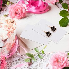 Naturevo 100 Adet Beyaz Küpe Sergileme Kartı 300 gr Kalın Karton Sunum Kartı