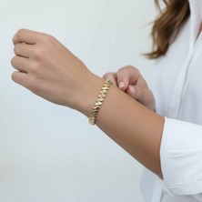 PIEDORA GOLD 14 Ayar Altın Düz Gurmet Zincir Kadın Bileklik