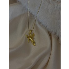 MonCherietr Angelis Pirinç Üzeri Altın Kaplama Melek Figürlü Kolye