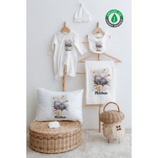 Lilabio %100 Organik Isme Özel Isimli 6lı Hastane Çıkışı Tulum Set Ayıcık