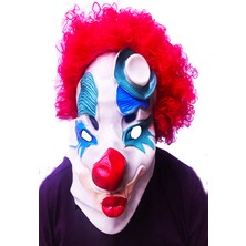 Fixup Kırmızı Afro Peruklu Palyaço Maskesi