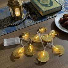 Buffer® 10 Adet Sarkıtlı Ramazan Hilal Üstü Cami Temalı LED Işık – Pilli 2 Metre Ramazan Süsü, Islami Dekorasyon, Ev ve Mekanlar Için Dekoratif Ortam