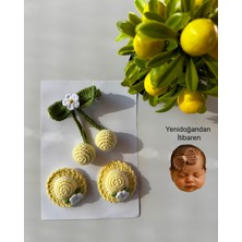 Livadesign7 Hediyelik Anne ve Yenidoğan Bebek Tokası , El Emeği 3'lü Klips Saçsız Bebek Toka Seti