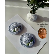 Livadesign7 Yenidoğan Bebek Tokası El Emeği Karma Şapka 2'li Klips Saçsız Bebek Toka Seti - Hediyelik