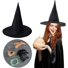 Fixup Cadı Kostüm Seti - Cadı Şapkası, Cadı Tırnakları, Cadı Burnu, Cadı Çenesi, Cadı Dişi