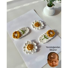 Livadesign7 Yenidoğan Bebek Tokası El Emeği 4'lü Klips Saçsız Bebek Toka Seti