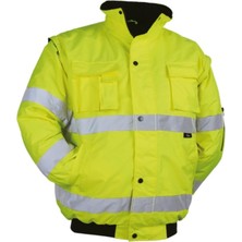 Vizwell VWJK60 Kolları Çıkabilir 300D Oxford Su Geçirmez Reflektörlü Sarı Yüksek Görünürlük Pilot Mont