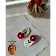 Livadesign7 Yenidoğan Bebek Tokası El Emeği 2'li Set Saçsız Bebek Toka Seti - Hediyelik