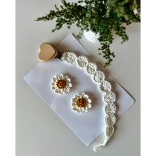 Livadesign7 Yenidoğan Saçsız Bebek Tokası ve Emzik Askısı El Emeği Örgü 3'lü Set