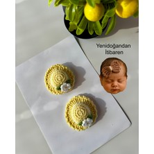 Livadesign7 Yenidoğan Bebek Tokası El Emeği Karma Şapka 2'li Klips Saçsız Bebek Toka Seti - Hediyelik