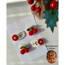 Livadesign7 Yenidoğan Bebek Tokası El Emeği 4'lü Klips Saçsız Bebek Toka Seti