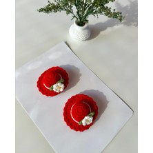 Livadesign7 Yenidoğan Bebek Tokası El Emeği Karma Şapka 2'li Klips Saçsız Bebek Toka Seti - Hediyelik