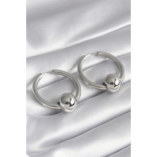 Shopwave Pirinç Gümüş Renk Halka Top Model Kadın Küpe - TJ-BKP8500