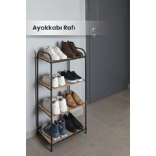 Orvila 4 Katlı Metal Ahşap Ayakkabılık Rafı 4 Bölmeli Ayakkabılık Düzenleyici