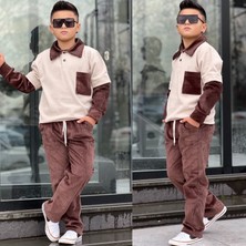 Burçak Butik Erkek Çocuk Kışlık Cep Detaylı Sweat - Kadife Pantolon Alt Üst 2 Parça Şık Takım - Bayramlık