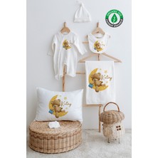 Lilabio %100 Organik Isme Özel Isimli 6lı Hastane Çıkışı Tulum Set Kitaplı Ayıcık