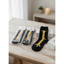 MG Çorap Neyşeligül Çorap Tavuk Bacağı Desenli Soket Çorap 3'lü Tasarım