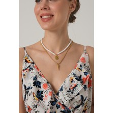 db DİLEK BAŞ TASARIM Kum Boncuklu ve Gold Zincirli Kolye