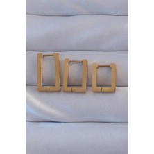 Shopwave 316L Çelik Gold Renk Dikdörtgen Küpe Seti - TJ-BKP9159