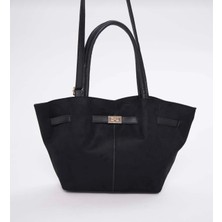 Özbu Süet Mıknatıs Kapamalı Kilit Detaylı El & Omuz Çanta