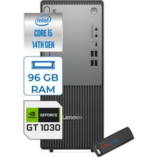 Lenovo Thinkcentre Neo 50T Gen5 Intel Core I5 14400 96GB Ddr5 4tb SSD Windows 11 Home Nvidia GT1030 4gb Masaüstü Bilgisayar 103012UAS1CF00H30 + Zetta Flash Bellek