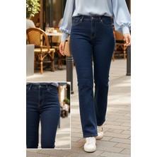 Lale Butik Taş Detay Bootcut Denim Pantolon 35772 Koyu Lacivert