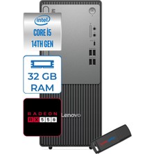 Lenovo Thinkcentre Neo 50T Gen5 Intel Core I5 14400 32GB Ddr5 1tb SSD Windows 11 Home Radeon RX550 4gb Masaüstü Bilgisayar 55012UAS1CF00H13 + Zetta Flash Bellek